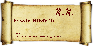 Mihain Mihály névjegykártya